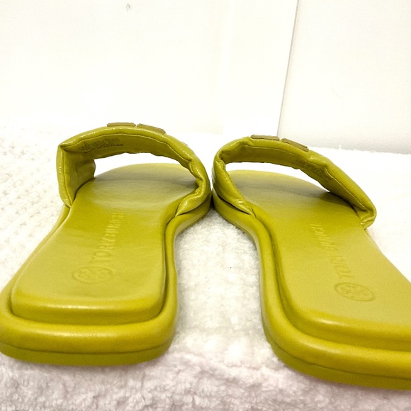 Tory Burch double -T leather sport slide sandals in lime color Size 9M - Picture 12 of 16